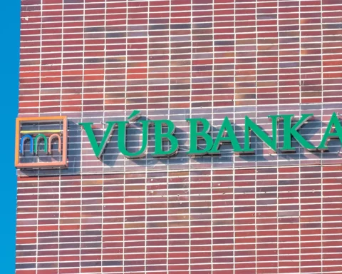 Svidnik, Slovakia - June 12, 2022: Logo of retail and commercial bank Vseobecna uverova banka.