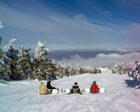 Fresh snow at the Elatochori ski center on January 30, 2023 in Central Macedonia, Greece.