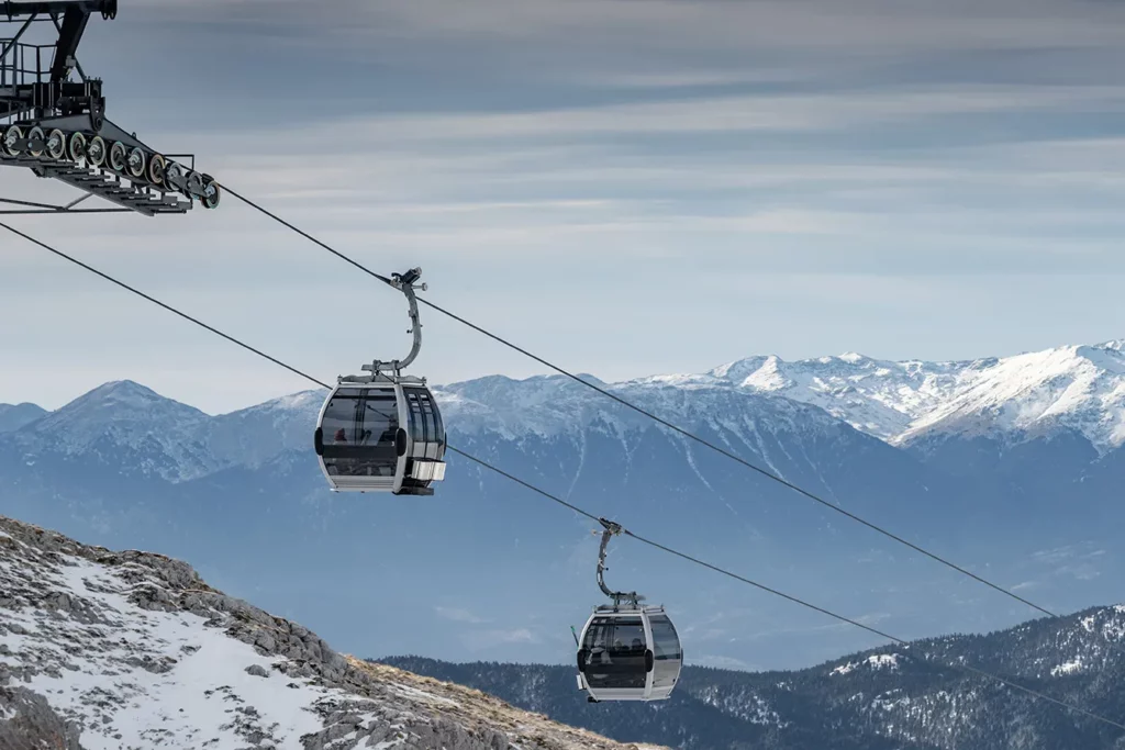 The famous snowed mountain of Parnassos with popular ski resort.